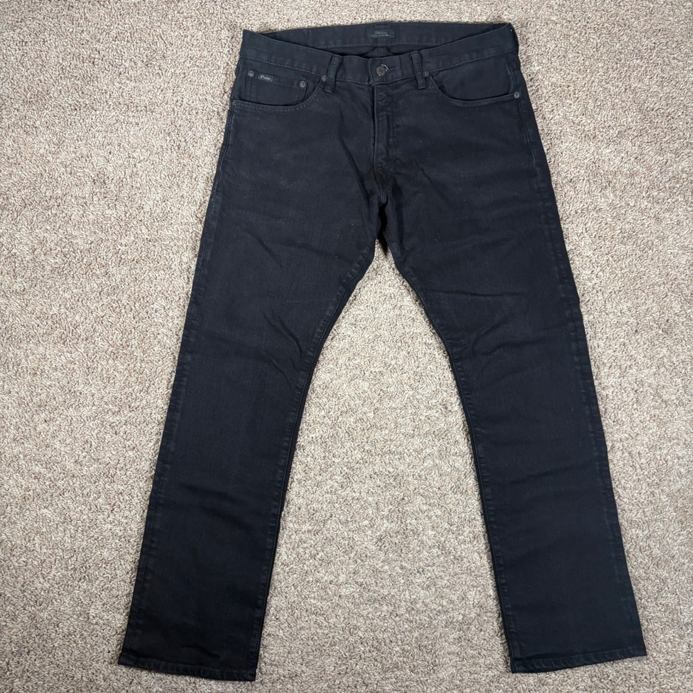 Polo Ralph Lauren Varick Slim Straight Black Jeans Mens 33x30 Stretch Denim